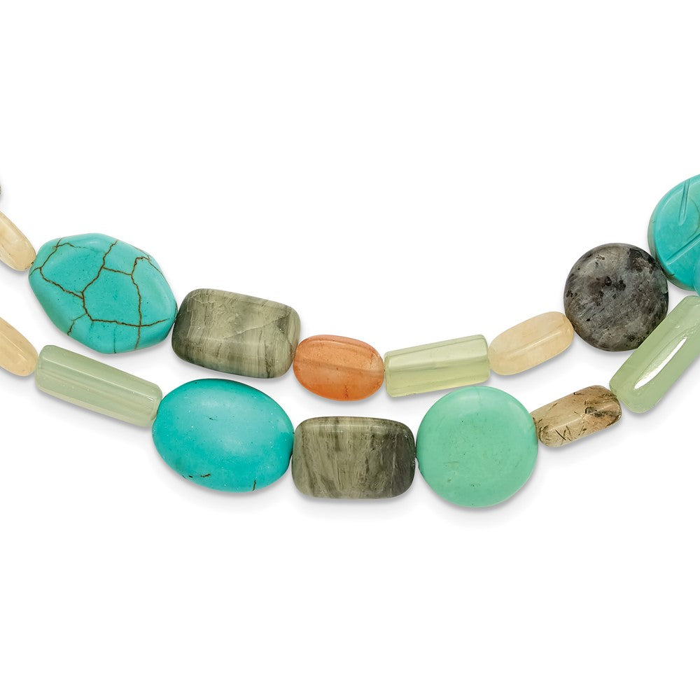 Sterling Silver Multi Stone 2-Strand w/ ext Bracelet