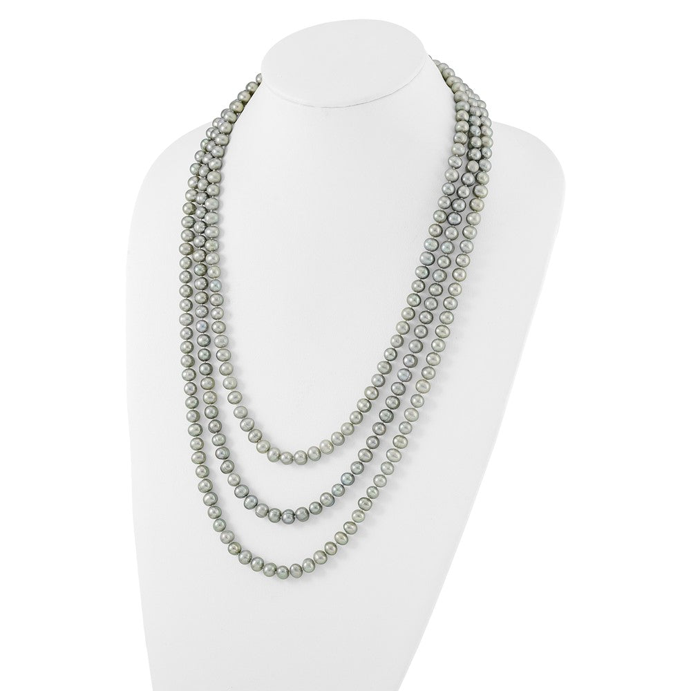 7-8mm Grey Freshwater Cultured Pearl 76 inch Slip on Necklace