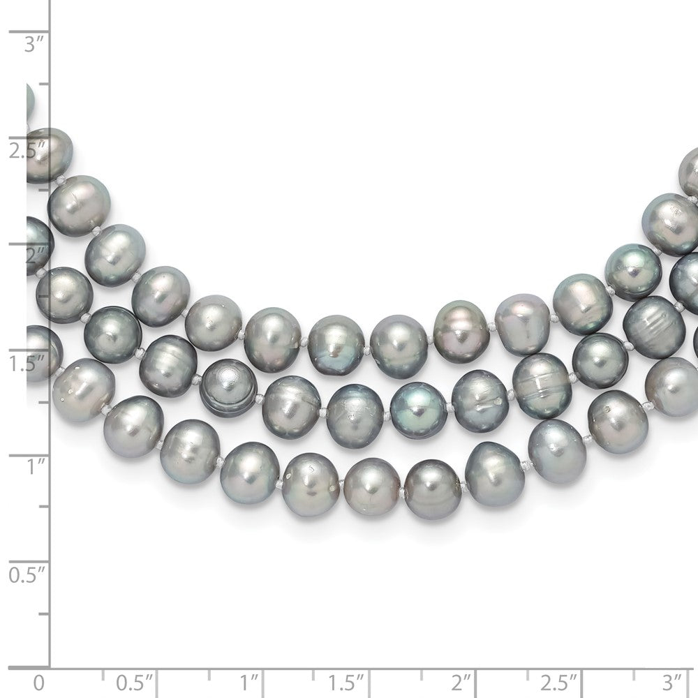 7-8mm Grey Freshwater Cultured Pearl 76 inch Slip on Necklace
