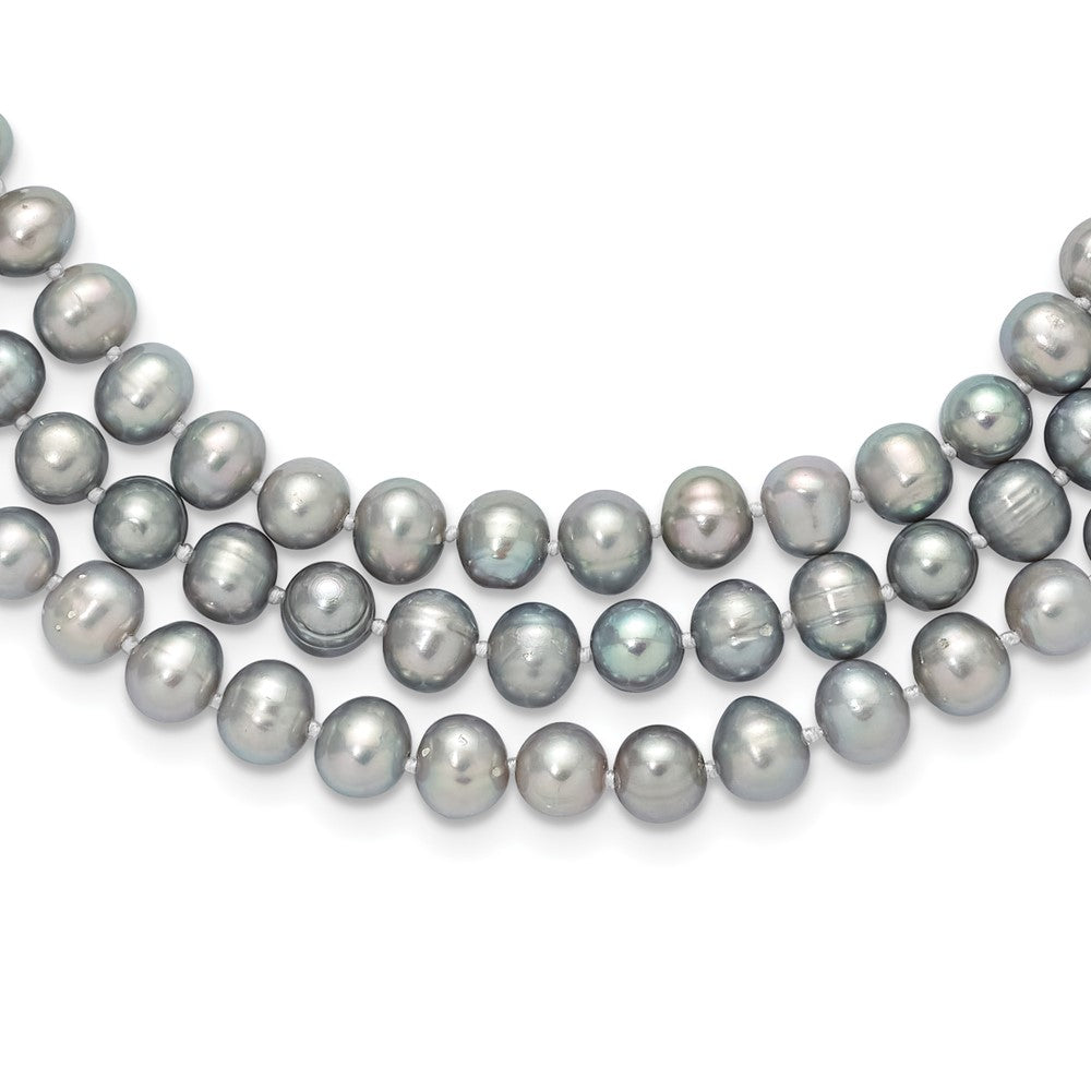 7-8mm Grey Freshwater Cultured Pearl 76 inch Slip on Necklace