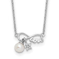 Sterling Silver RH-plated CZ 4mm FWC Pearl LOVE Infinity w/2in ext Necklace