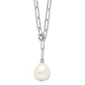 Sterling Silver RH-plated 12-13mm FWC Pearl Adjustable 24in Necklace