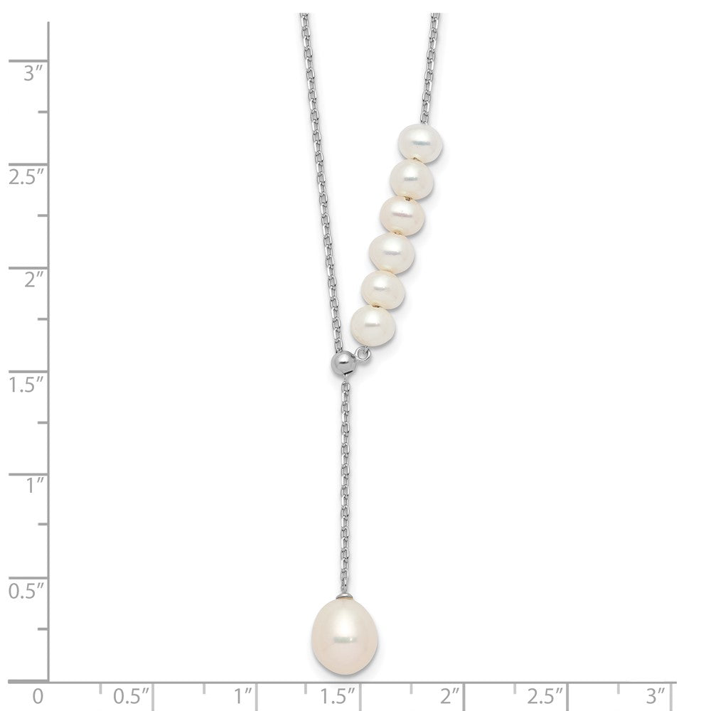 Sterling Silver RH-plated 4.5-8.5mm FWC Pearl w/1.75in ext Necklace
