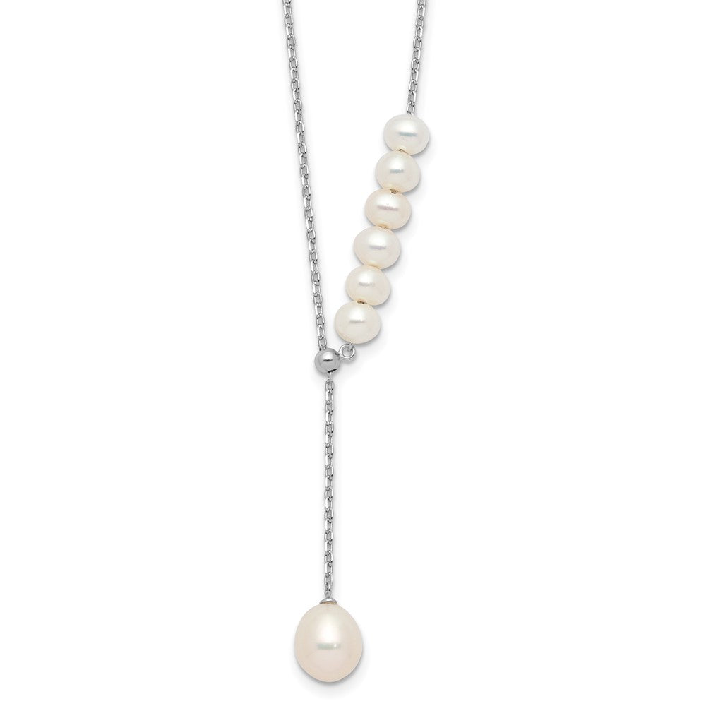 Sterling Silver RH-plated 4.5-8.5mm FWC Pearl w/1.75in ext Necklace