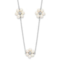 Sterling Silver RH-plated 4-5mm FWC Pearl Flower w/1.75in ext Necklace