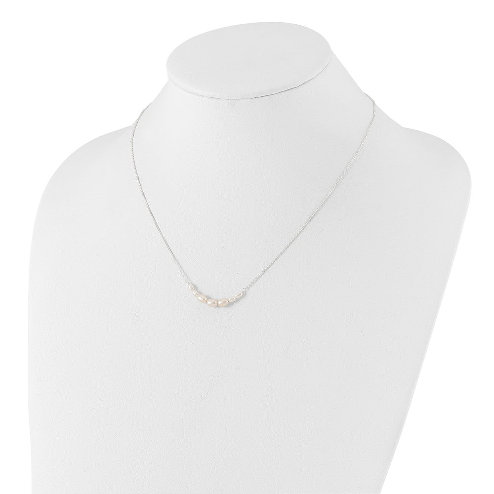 Sterling Silver E-coated Freshwater Cultured Pearl 18in w/2in ext Necklace