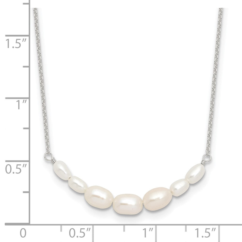 Sterling Silver E-coated Freshwater Cultured Pearl 18in w/2in ext Necklace