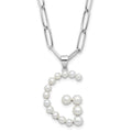 Sterling Silver RH-plated 3-5.5mm FWC Pearl LETTER G 18in Necklace