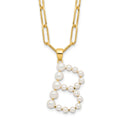 Sterling Silver Gold-plated 3-5.5mm FWC Pearl LETTER B 18in Necklace