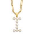 Sterling Silver Gold-plated 3-5.5mm FWC Pearl LETTER I 18in Necklace