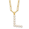 Sterling Silver Gold-plated 3-5.5mm FWC Pearl LETTER L 18in Necklace