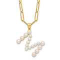 Sterling Silver Gold-plated 3-5.5mm FWC Pearl LETTER M 18in Necklace