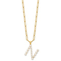 Sterling Silver Gold-plated 3-5.5mm FWC Pearl LETTER N 18in Necklace