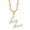 Sterling Silver Gold-plated 3-5.5mm FWC Pearl LETTER W 18in Necklace