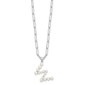 Sterling Silver RH-plated 3-5.5mm FWC Pearl LETTER W 18in Necklace