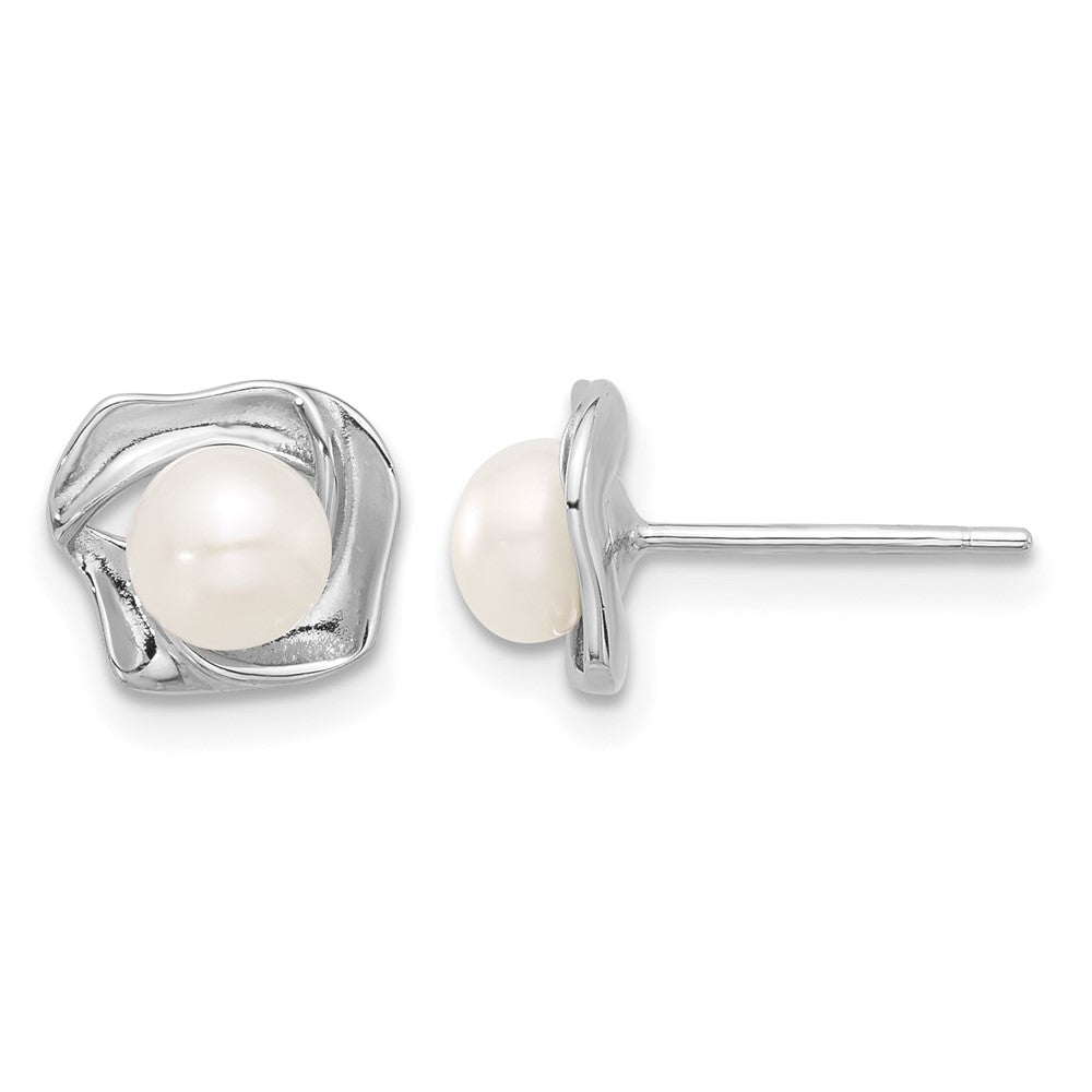 Sterling Silver Rhodium-plated 5-7mm FWC Pearl 18in Necklace/Earring Set