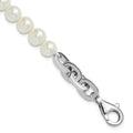 Sterling Silver Rh-plated 7-8mm Rnd Wht FWC Pearl Link 8in Bracelet