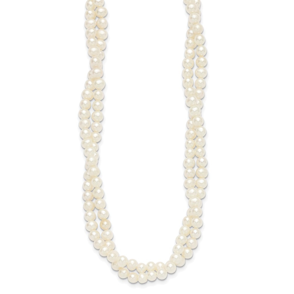 Sterling Silver Rhod 5-6mm FWC Pearl 2 Strand 14in 2in ext Choker