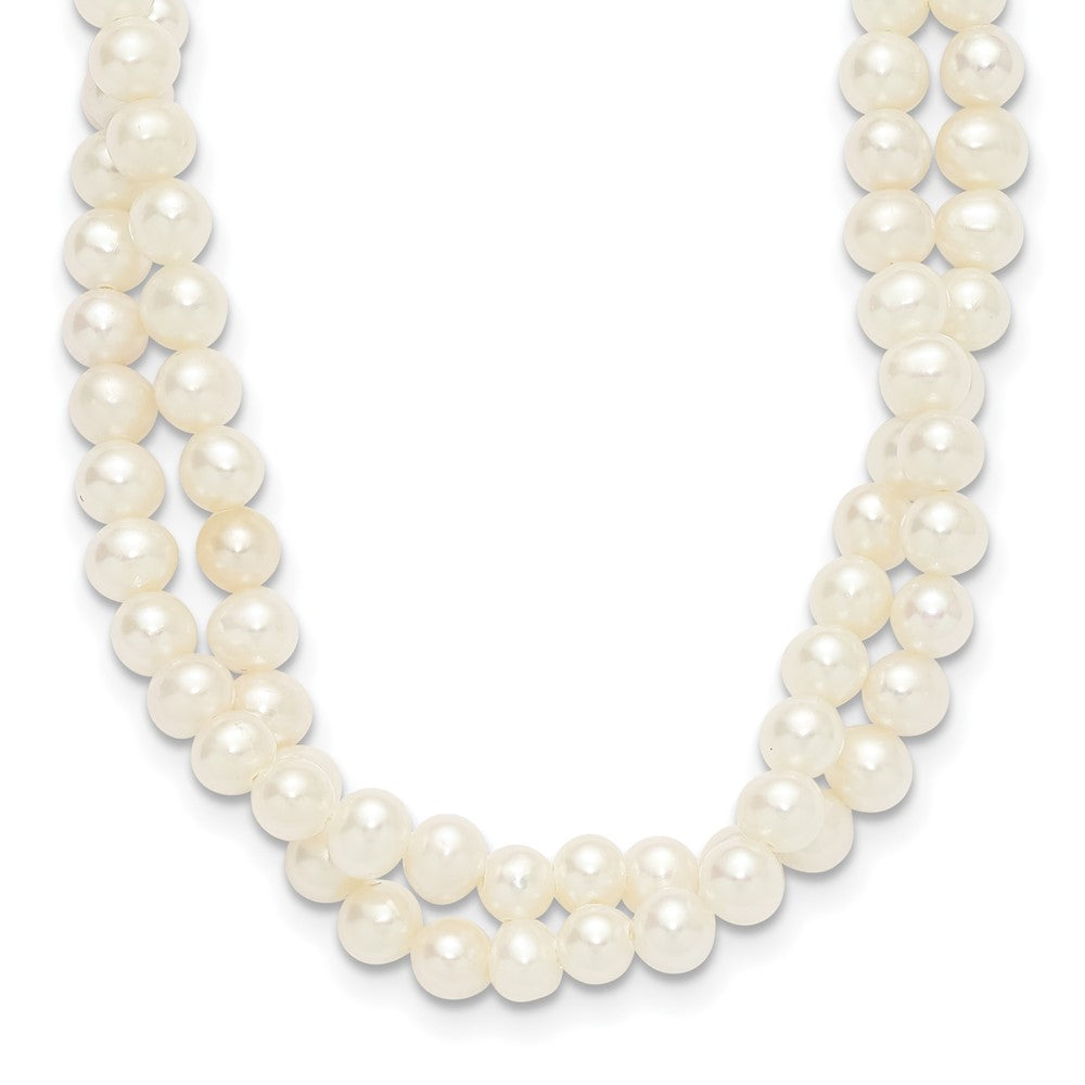 Sterling Silver Rhod 5-6mm FWC Pearl 2 Strand 14in 2in ext Choker