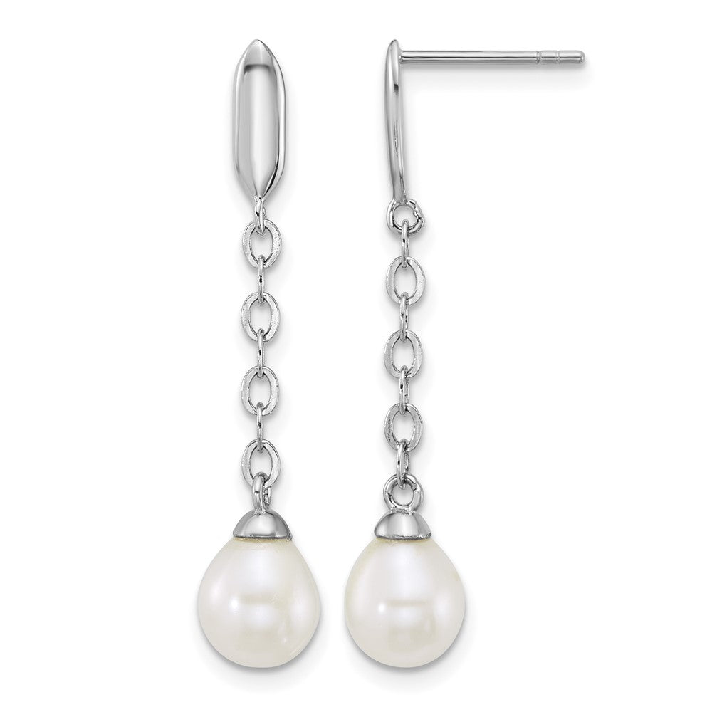 Sterling Silver Rh-plated FWC Pearl 16in Necklace/Dangle Earring Set