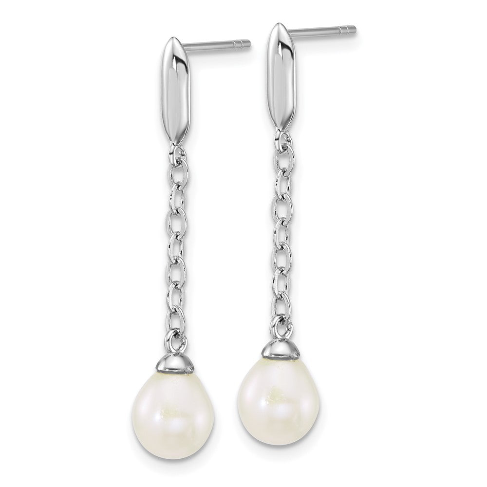 Sterling Silver Rh-plated FWC Pearl 16in Necklace/Dangle Earring Set
