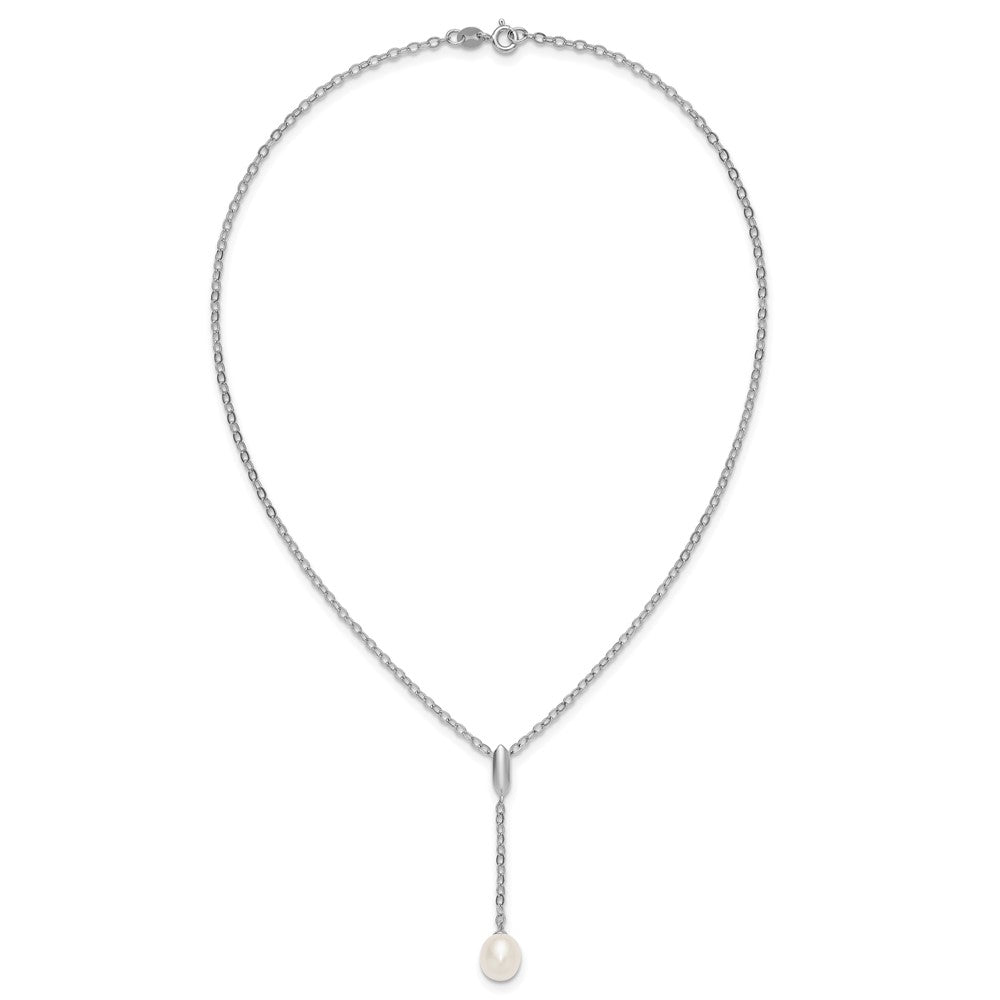 Sterling Silver Rh-plated FWC Pearl 16in Necklace/Dangle Earring Set
