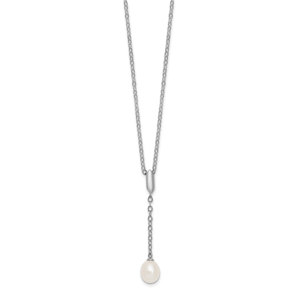 Sterling Silver Rh-plated FWC Pearl 16in Necklace/Dangle Earring Set