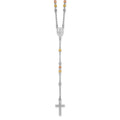 Sterling Silver Rhodium and Gold-plated 18.5in w/1in ext. Rosary Necklace