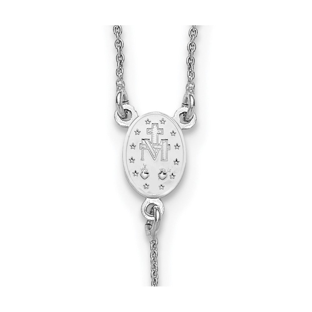 Sterling Silver Rh-plated Polished 17.5in with 1.25in ext. Rosary Necklace