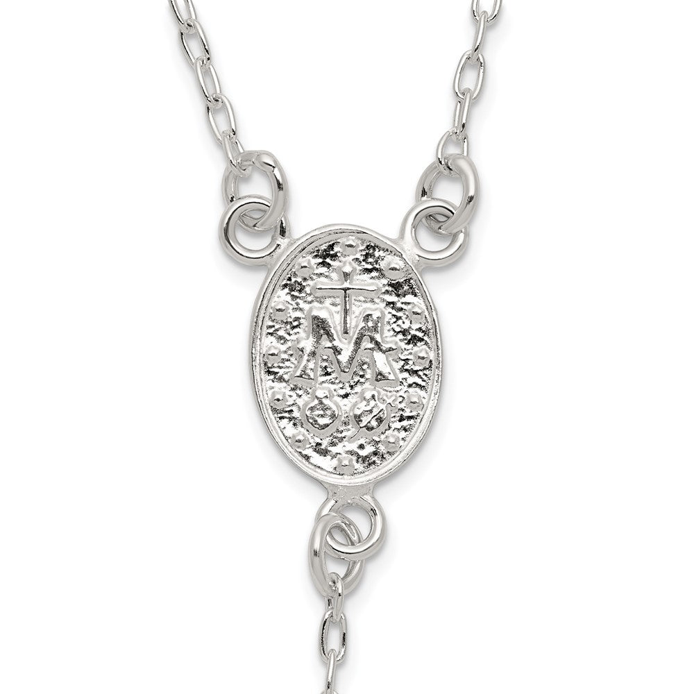 Sterling Silver Polished and Beaded Rosary Necklace