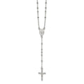 Sterling Silver Polished and Beaded Rosary Necklace