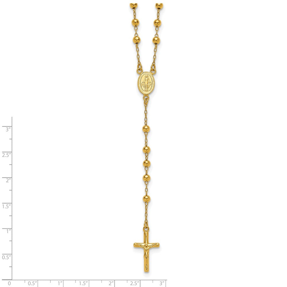 Sterling Silver Gold-tone Polished and Beaded Rosary Necklace