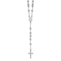 Sterling Silver Polished and Beaded Rosary Necklace