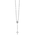 Sterling Silver Rhodium-plated CZ Diamond Cut 18in Rosary Necklace