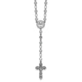 Sterling Silver Rhodium-plated Polished Round CZ 25.25in Rosary Necklace