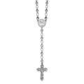 Sterling Silver Rhodium-plated Polished CZ 25.5in Rosary Necklace