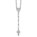 Sterling Silver RH-plated CZ 26.5in Heart Link Cross Ash Holder Necklace