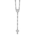 Sterling Silver RH-plated CZ 28.5in Hrt/Cross Link Cross Ash Holder Necklac