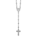 Sterling Silver Rhodium-plat Polished CZ & D/C Cross 30.5in Rosary Necklace