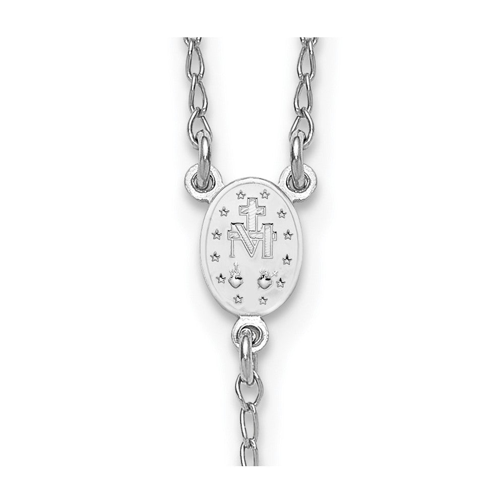 Sterling Silver Rh-plated Beaded with ext. Rosary Necklace