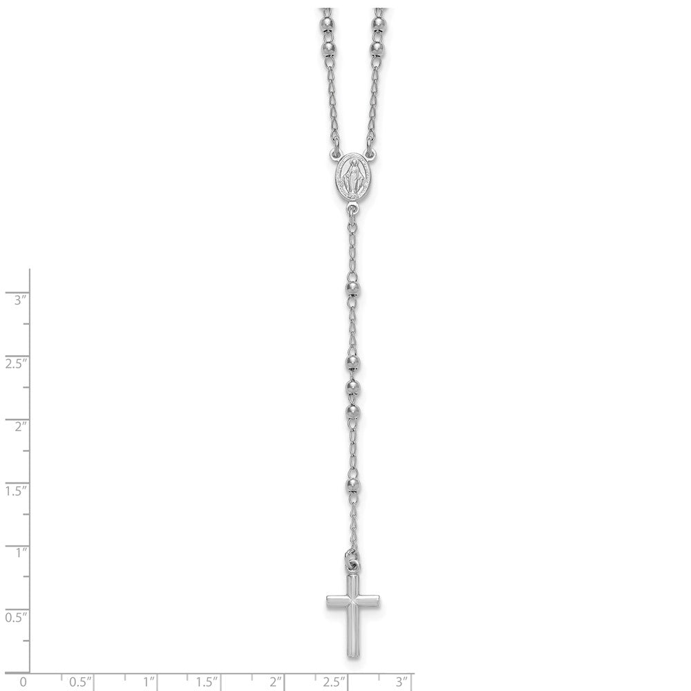 Sterling Silver Rh-plated Beaded with ext. Rosary Necklace