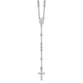 Sterling Silver Rh-plated Beaded with ext. Rosary Necklace