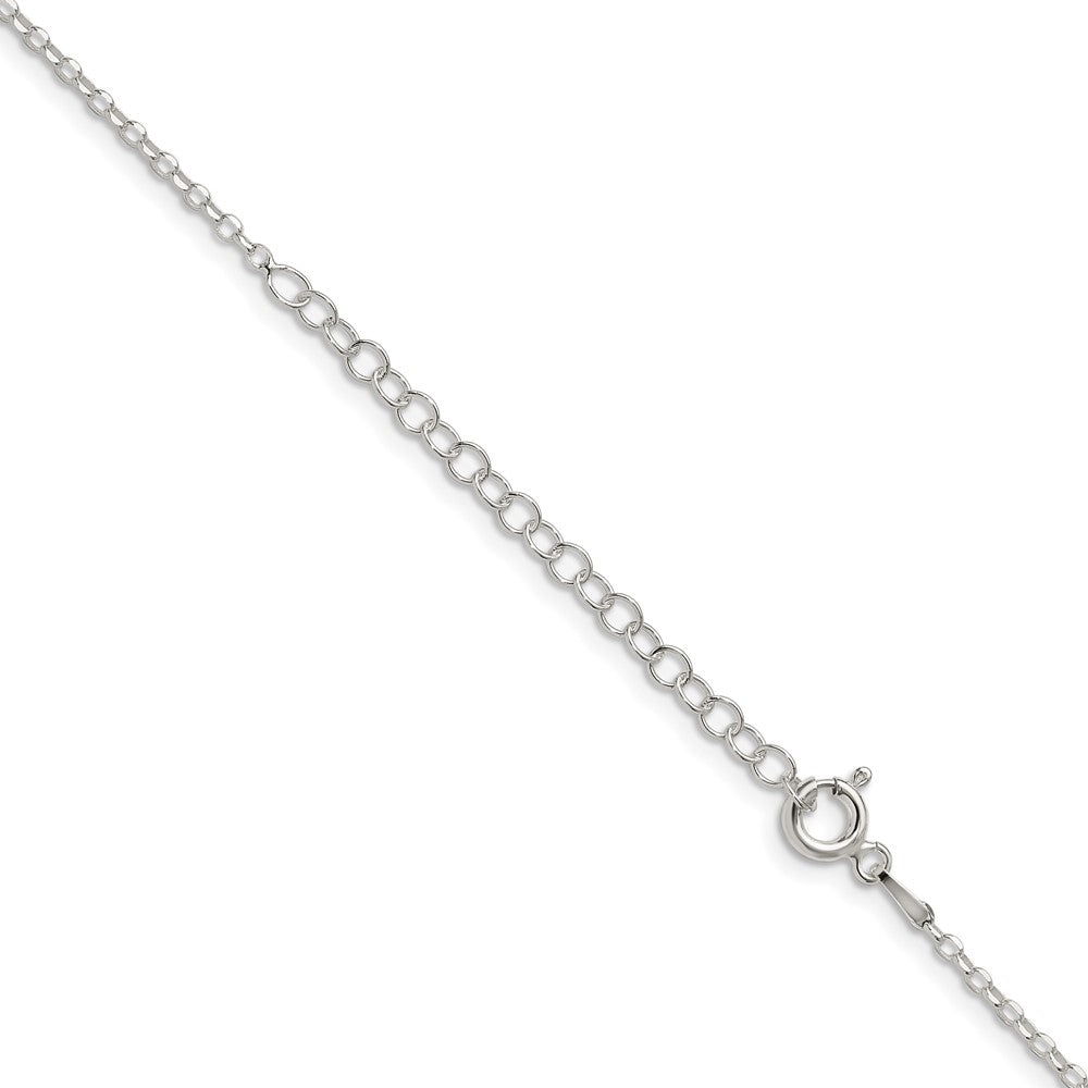Sterling Silver 1.75mm Diamond-cut w/2in ext. Rolo Cable Chain