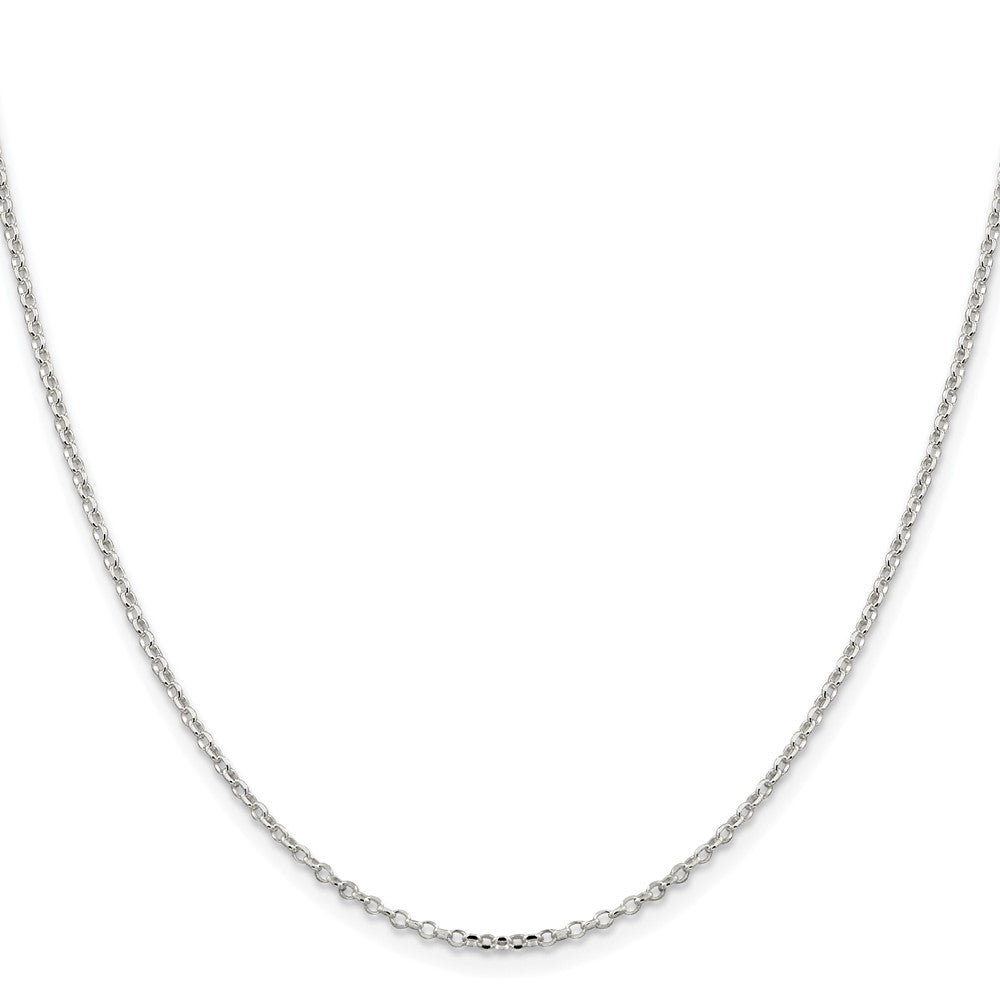 Sterling Silver Rh-plated 1.75mm Diamond-cut w/2in ext. Rolo Cable Chain