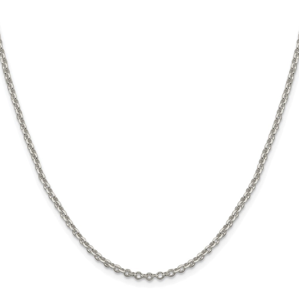 Sterling Silver Rh-plated 2.6mm Diamond-cut w/ ext. Rolo Cable Chain