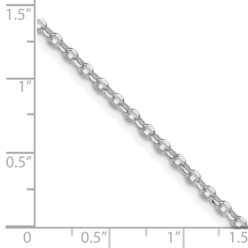Sterling Silver Rh-plated 2.6mm Diamond-cut w/ ext. Rolo Cable Chain