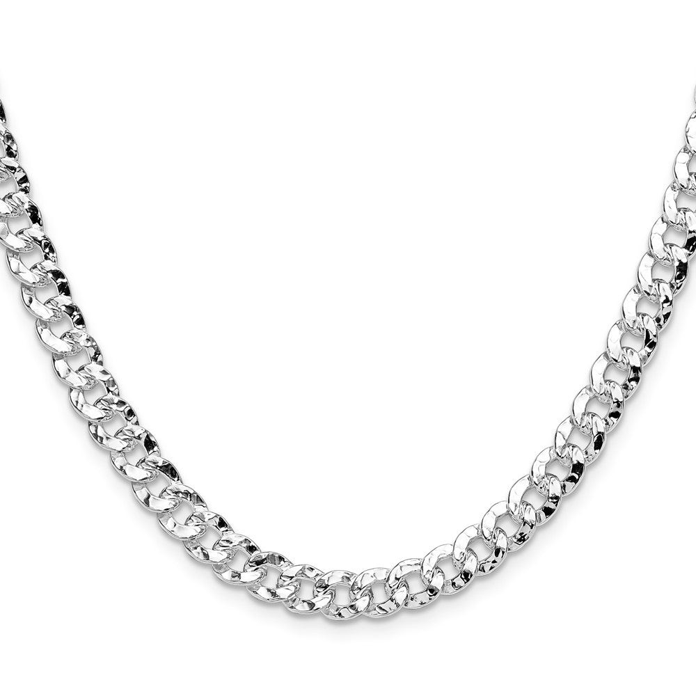 Sterling Silver 6.35mm Hammered Curb Chain