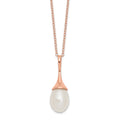 Sterling Silver Rose-tone 11x8mm White FWC Pearl Necklace
