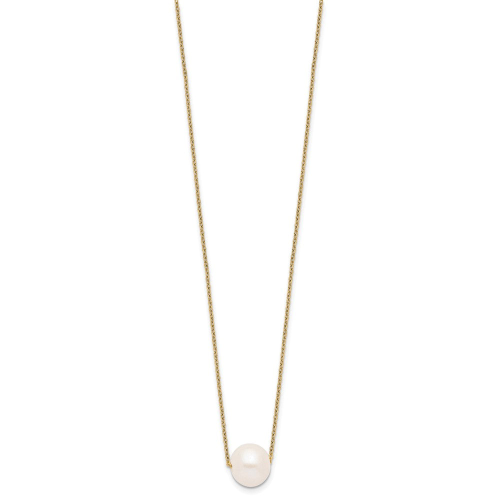 Sterling Silver Gold-tone 10-11mm White Near Round FWC Pearl Necklace