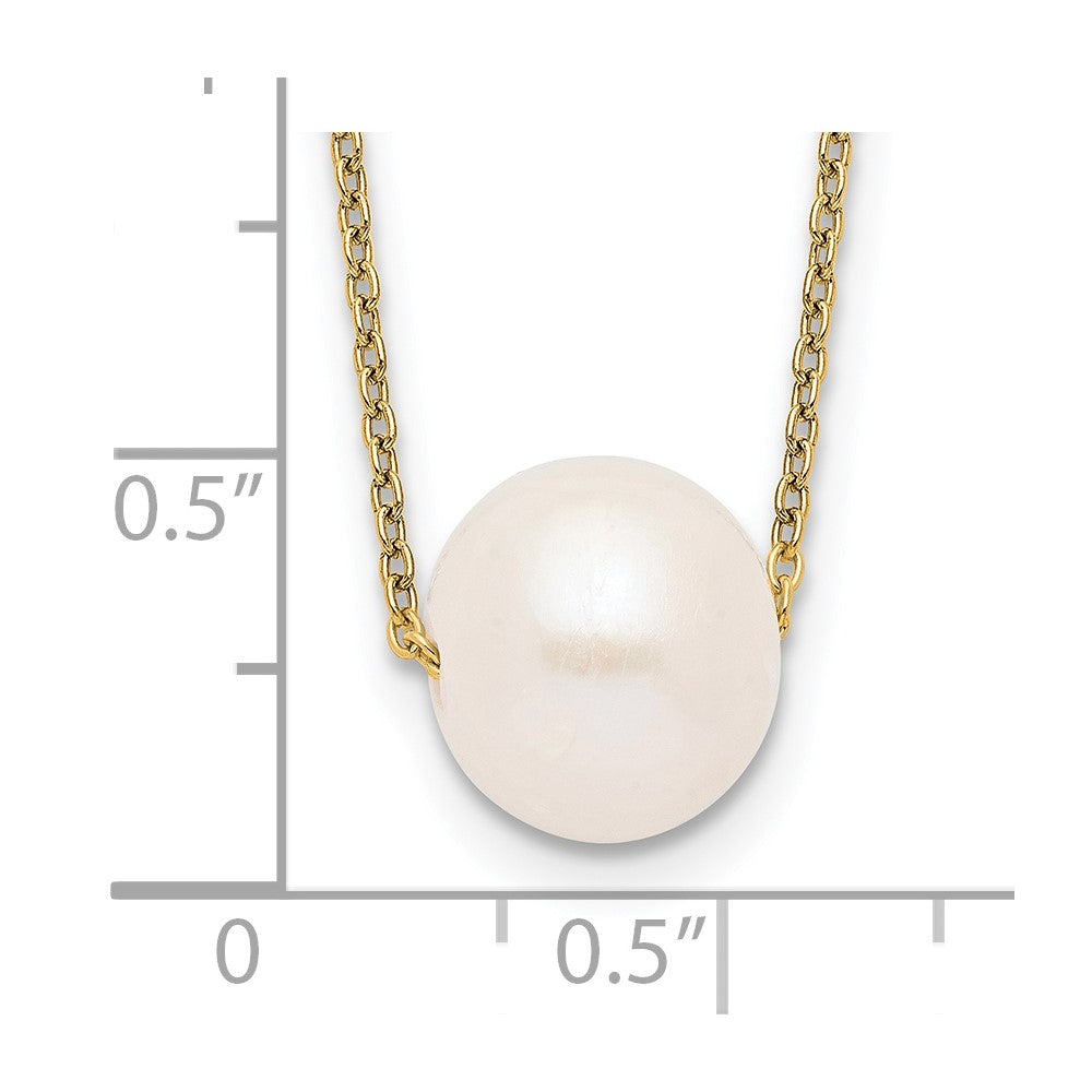 Sterling Silver Gold-tone 10-11mm White Near Round FWC Pearl Necklace